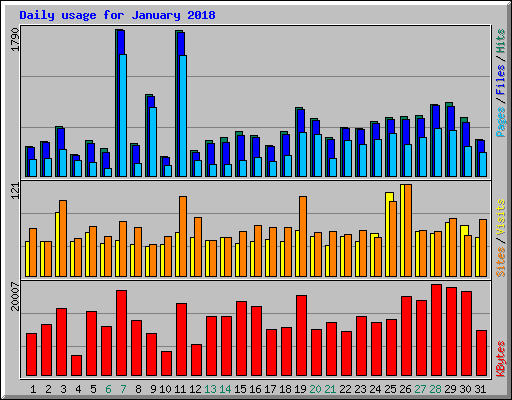 Daily usage for January 2018
