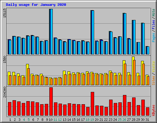 Daily usage for January 2020