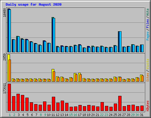 Daily usage for August 2020
