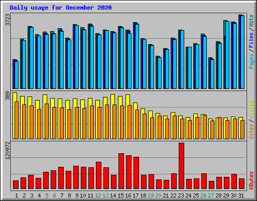 Daily usage for December 2020