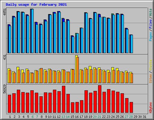 Daily usage for February 2021