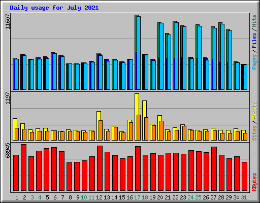 Daily usage for July 2021