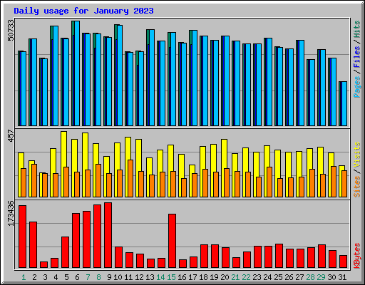 Daily usage for January 2023