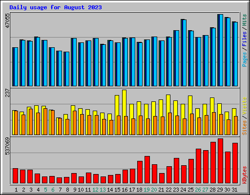 Daily usage for August 2023