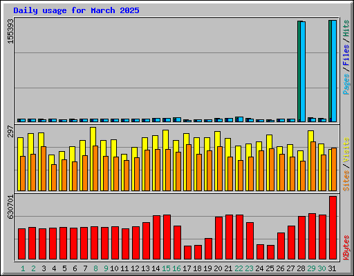 Daily usage for March 2025