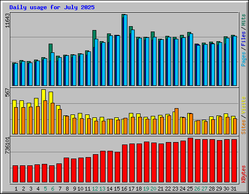 Daily usage for July 2025
