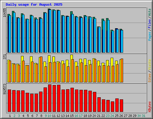 Daily usage for August 2025