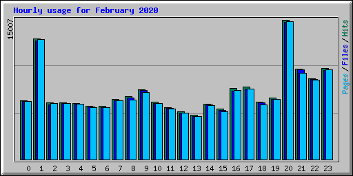 Hourly usage for February 2020