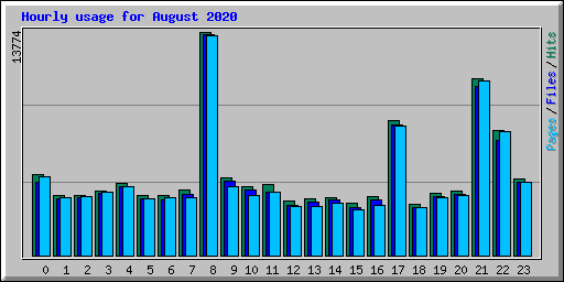 Hourly usage for August 2020